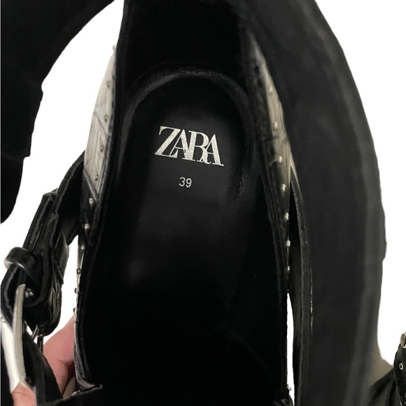 Zara Studded Animal Print Cut-out Ankle Boots Black Size 39 (8 US) - Picture 7 of 7
